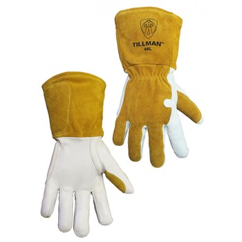 Imágen de Tillman Blanco/dorado Grande Cuero Dividir Cuero vacuno Guantes para soldadura resistentes al calor (Imagen principal del producto)