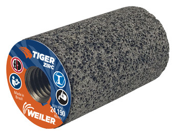 Weiler Tiger Zirc Zirconia Alumina Enchufe abrasivo - 1 1/2 pulg. longitud - Agujero Central UNC de 5/8-11 - 68320