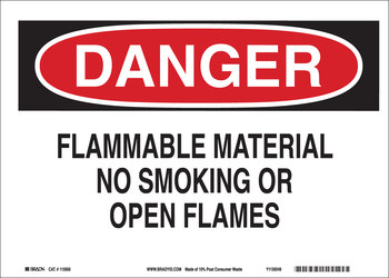 Imágen de Brady B-563 Polipropileno de alta densidad Rectángulo Blanco Inglés Cartel de material inflamable 116121 (Imagen principal del producto)