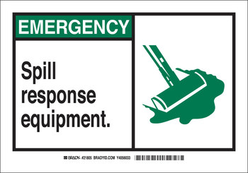 Imágen de Brady B-120 Poliéster reforzado con fibra de vidrio Rectángulo Blanco Inglés Cartel de respuesta de derrames 62555 (Imagen principal del producto)