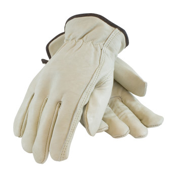 PIP 77-268 Natural Mediano Cuero Grano Cuero vacuno Cuero Guante para conductor - Pulgar montado - Longitud 9.6 pulg. - 616314-00937