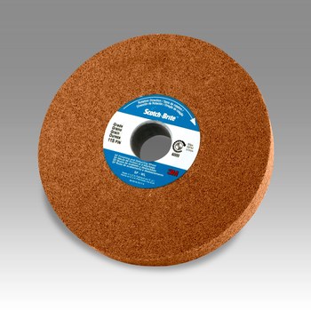 3M Scotch-Brite Óxido de aluminio Mediano Rueda de desbaste - Fina grado - Accesorio Eje - Diámetro 8 pulg. - Agujero Central 3 pulg. - Grosor 2 pulg. - 03280