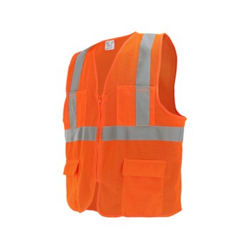 Global Glove FrogWear HV Chaleco de seguridad de alta visibilidad GLO-270-LG - tamaño Grande - Malla Poliéster - Naranja de alta visibilidad - ANSI clase 2, tipo R - glo-270 lg