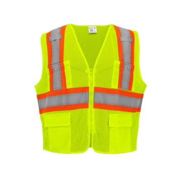 Global Glove FrogWear HV Chaleco de topógrafo de alta visibilidad GLO-0035 - tamaño 6XL - Malla Poliéster - Amarillo/verde y naranja de alta visibilidad - ANSI clase 2, tipo R - glo-0035 6xl