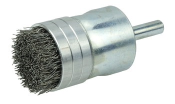 Weiler Stainless Steel Cup Brush - Unthreaded Stem Attachment - 1 in Diameter - 0.010 in Bristle Diameter - 11115