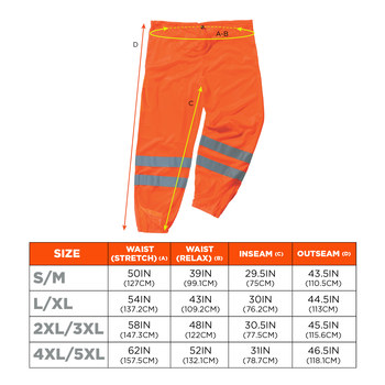 Ergodyne 8910 Pantalones de alta visibilidad 22855 - tamaño Grande/XG - Poliéster - Naranja de alta visibilidad - ANSI clase E
