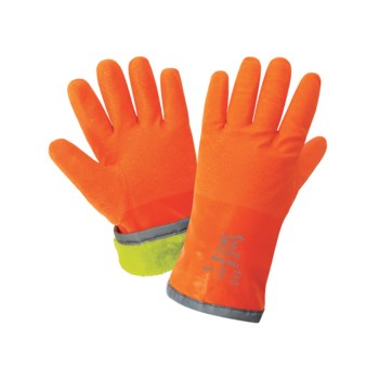 Global Glove FrogWear 8450 Naranja de alta vis. Grande Nitrilo Guantes resistentes a productos químicos - acabado Chorro de arena - Longitud 12 pulg. - 816679-01097