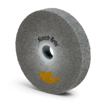 3M Scotch-Brite Convoluto Carburo de silicio Duro Rueda de desbaste - Fina grado - Accesorio Eje - Diámetro 6 pulg. - Agujero Central 1 pulg. - Grosor 3/4 pulg. - 94897