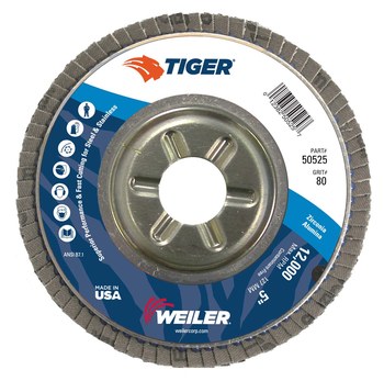 Weiler Tiger Tipo 29 - Zirconia - 5 pulg. - 80 - Mediano - 50525