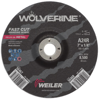Weiler Wolverine Rueda esmeriladora de superficie 56467 - 7 pulg. - Óxido de aluminio - 24 - R