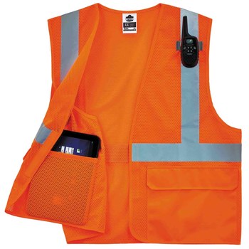 Ergodyne Glowear 8220HL Chaleco de alta visibilidad 21135 - tamaño Grande/XG - Poliéster - Naranja de alta visibilidad - ANSI clase 2