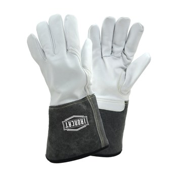 West Chester IRONCAT 6144 Blanco/negro Grande Cuero Grano Piel de cordero Guantes para soldadura - Pulgar recto - 662909-078551