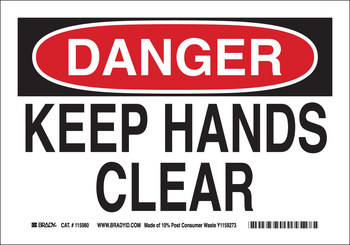 Imágen de Brady B-563 Polipropileno de alta densidad Rectángulo Blanco Inglés Cartel de seguridad del equipo 116144 (Imagen principal del producto)