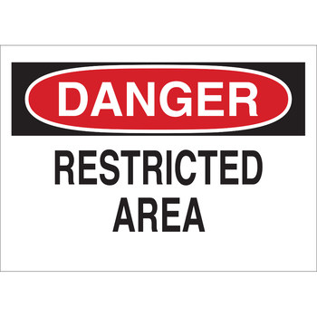 Imágen de Brady B-120 Poliéster reforzado con fibra de vidrio Rectángulo Blanco Inglés Cartel de área restringida 69473 (Imagen principal del producto)