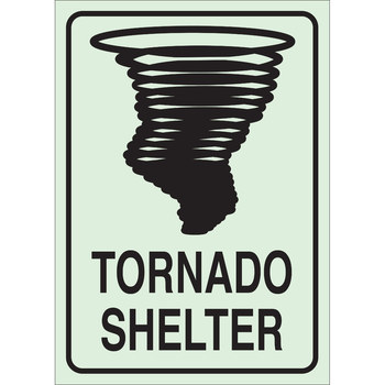 Imágen de Brady BradyGlo B-347 Poliéster/poliestireno Rectángulo Verde Inglés Cartel de refugio para tornado 90777 (Imagen principal del producto)