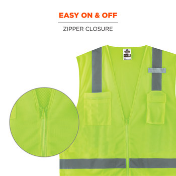 Ergodyne Glowear 8249Z Chaleco de alta visibilidad 24025 - tamaño Grande/XG - Poliéster - Lima de alta visibilidad - ANSI clase 2