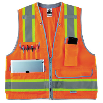 Ergodyne Glowear 8254HDZ Chaleco de alta visibilidad 21455 - tamaño Grande/XG - Poliéster Oxford - Naranja de alta visibilidad - ANSI clase 2