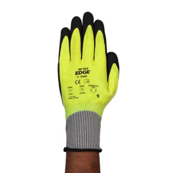 Ansell Borde 48969 Amarillo y negro 10 HPPE, Spandex, Nailon, Fibra de acero HPPE, Spandex, Nailon, Fibra de acero Guantes resistentes a cortes - Longitud 8.85 - 10.82 pulg. - 076490-70515
