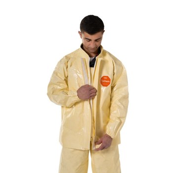 DuPont Tychem Conjunto de overol (tipo peto) y chamarra 6000 SFR FS750TLTMD000400 - tamaño Mediano - Tychem 6000 SFR - Tostado suave