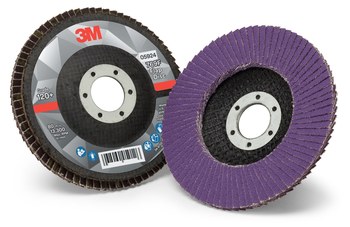 3M 769F Tipo 27 Recubierto Óxido de aluminio cerámico Disco de Aletas - Diámetro 4 1/2 pulg. - Agujero Central 7/8 pulg. - 05924