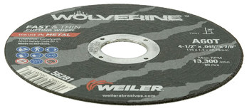 Weiler Wolverine Rueda de corte 56281 - Tipo 1 - Rueda recta - 4-1/2 pulg - Óxido de aluminio - 60 - T