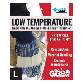 Global Glove 2950KW Blanco/Amarillo/Azul Grande Cuero vacuno Guantes para condiciones frías - Pulgar tipo ala - Insulación Cold Keep - global glove 2950kw lg