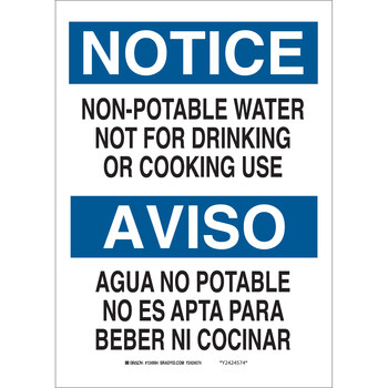 Imágen de Brady B-401 Poliestireno Rectángulo Blanco Inglés/Español Cartel de saneamiento de agua 39081 (Imagen principal del producto)
