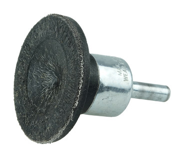 Weiler Polyflex Acero Cepillo de copa - Accesorio Vástago sin rosca - Diámetro 1-3/4 pulg. - Diámetro de la cerda 0.006 pulg. - 35222