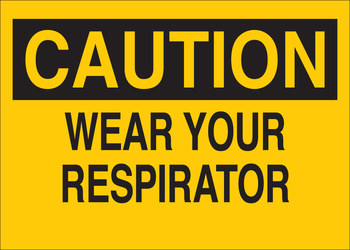 Imágen de Brady B-120 Poliéster reforzado con fibra de vidrio Rectángulo Amarillo Inglés Cartel de respirador 74764 (Imagen principal del producto)