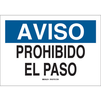 Imágen de Brady B-401 Poliesterino de alto impacto Rectángulo Blanco Español Cartel/anuncio de no traspasar 39054 (Imagen principal del producto)