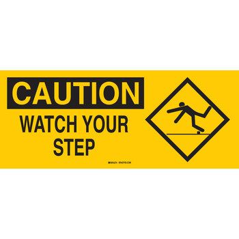 Imágen de Brady B-120 Poliéster reforzado con fibra de vidrio Rectángulo Amarillo Inglés Cartel de prevención de caída 69551 (Imagen principal del producto)