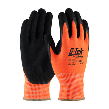 PIP G-Tek PolyKor 16-340OR Negro/Naranja de alta visibilidad Mediano Vidrio/HPPE Guantes resistentes a cortes - Longitud 9.7 pulg. - 616314-30748