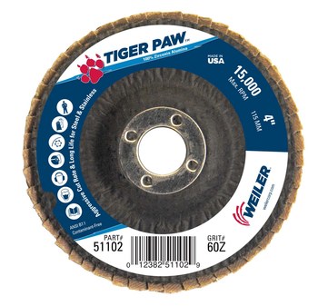Weiler Tiger Paw Tipo 27 - Zirconio - 4 pulg. - 60 - Mediano - 51102