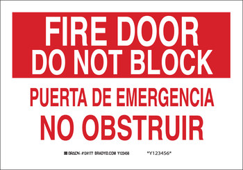 Imágen de Brady B-401 Poliesterino de alto impacto Rectángulo Rojo Inglés/Español Cartel de salida de incendios 124176 (Imagen principal del producto)