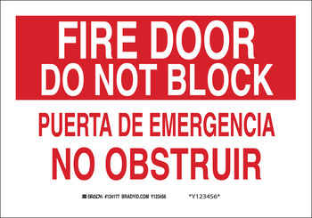 Imágen de Brady B-555 Aluminio Rectángulo Rojo Inglés/Español Cartel de salida de incendios 124175 (Imagen principal del producto)