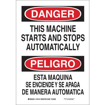 Imágen de Brady B-555 Aluminio Rectángulo Blanco Inglés/Español Cartel de seguridad del equipo 124139 (Imagen principal del producto)