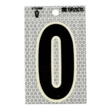 Imágen de Brady Negro sobre plateado Brillo en la oscuridad, Reflectante Interior/exterior Número 3010-0 Etiqueta de número (Imagen principal del producto)