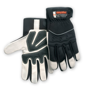 Imágen de Chicago Protective Apparel Mechflex Negro/Blanco Grande Cuero Grano Piel de cabra Cuero Guantes de mecánico (Imagen principal del producto)
