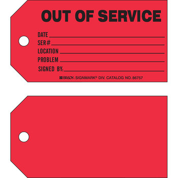 Imágen de Brady Negro sobre rojo Ojal de metal, Escribible Cartulina 86757 Etiqueta de mantenimiento (Imagen principal del producto)