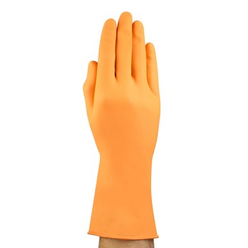 Ansell AlphaTec 87-320 Naranja 9.5 Látex No compatible Guante resistente a productos químicos - acabado Pastilla inversa - Longitud 12 pulg. - 076490-18609