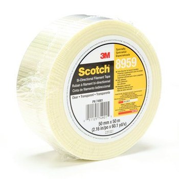 3M Scotch 8959 Transparente Cinta de fleje de filamento - 50 mm Anchura x 50 m Longitud - 5.7 mil Espesor - 74901