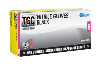 The Glove Company Work Gear Negro Pequeño Nitrilo Guante desechable - acabado Con textura - Longitud 9 pulg. - 348098-00002