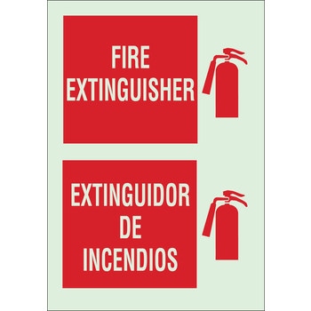 Imágen de Brady Bradyglo B-347 Poliéster/poliestireno Inglés/Español Cartel de equipo de fuego 90687 (Imagen principal del producto)