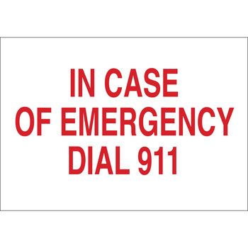 Imágen de Brady B-120 Poliéster reforzado con fibra de vidrio Rectángulo Blanco Inglés Cartel de emergencia 911 76095 (Imagen principal del producto)