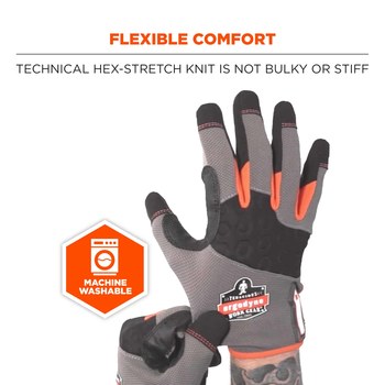 Ergodyne ProFlex Tena-Grip 820 Gris/Negro/Anaranjado Grande Guantes de trabajo - 720476-17244