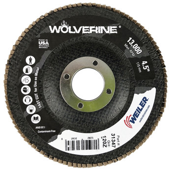 Weiler Wolverine Tipo 29 - Zirconia - 4 1/2 pulg. - 120 - Fina - 31347