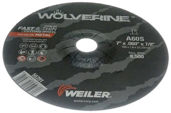 Weiler Wolverine Rueda de corte 56391 - Tipo 27 - rueda de centro hundido - 7 pulg. - Óxido de aluminio - 60 - S