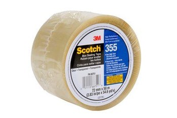 3M Scotch 355 Transparente Cinta de sellado de cajas - 72 mm Anchura x 50 m Longitud - 3.4 mil Espesor - 68751
