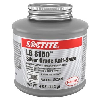 Loctite LB 8150 Lubricante antiadherente - 4 oz Lata con tapa con cepillo - Anteriormente conocido como Loctite Silver Grade Anti-Seize - 80209, IDH 235092