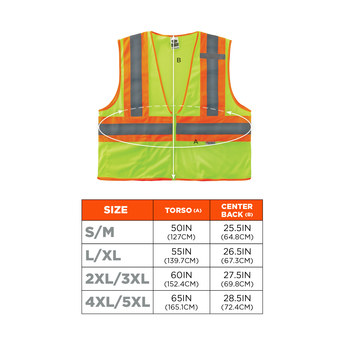 Ergodyne Glowear 8230Z Chaleco de alta visibilidad 21325 - tamaño Grande/XG - Poliéster - Lima de alta visibilidad - ANSI clase 2
